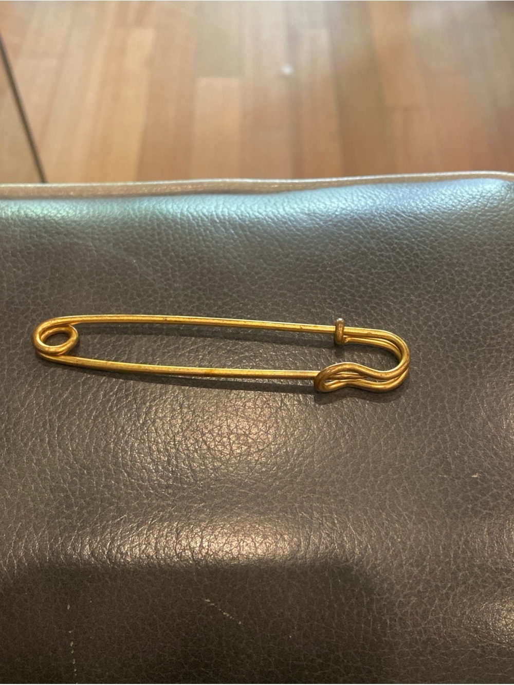Large Brooch decorative accessory Goldtone 4.5” Safety or Kilt Pin Charm Holder